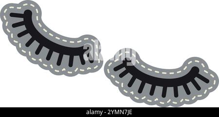 Patch drôle de cils. Étiquette féminine de mode isolé sur fond blanc Illustration de Vecteur