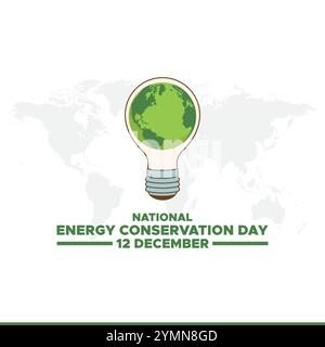Journée nationale des économies d'énergie. 14 décembre. Modèle pour fond, bannière, carte, affiche avec inscription de texte. Illustration vectorielle. Illustration de Vecteur