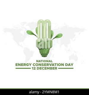 Journée nationale des économies d'énergie. 14 décembre. Modèle pour fond, bannière, carte, affiche avec inscription de texte. Illustration vectorielle. Illustration de Vecteur