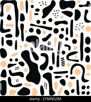 fond de motif géométrique noir et blanc, dans le style des abstractions fantaisistes, des figures ludiques, des arrière-plans minimalistes Illustration de Vecteur