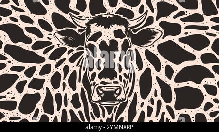 Motif texturé de vache. Motif de peau d'animal. Taches de couleur noire sur un fond blanc Illustration de Vecteur