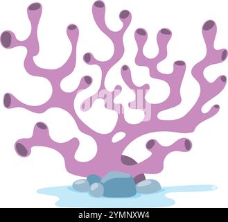 Icône de dessin animé de branche de corail rose. Flore et faune sous-marines Illustration de Vecteur