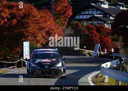 , Ils affrontent le 2ème jour de la course lors du Championnat du monde des Rallyes FIA WRC FORUM8 Rally Japan 2024 22 novembre, Okazaki Japon Banque D'Images