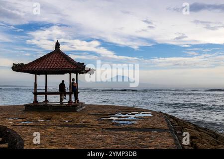 Vue du mont Agung Gunung Agung volcan depuis Nusa Dua, Bali, Indonésie, balinais, indonésien Banque D'Images