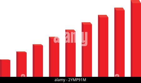 Graphique à colonnes croissant avec blocs rouges Illustration de Vecteur