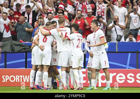 BERLIN, ALLEMAGNE - 21 JUIN 2024 : Euro 2024 Groupe d match Pologne vs Autriche 1:3. Joy équipe de Pologne après avoir marqué un but. Banque D'Images