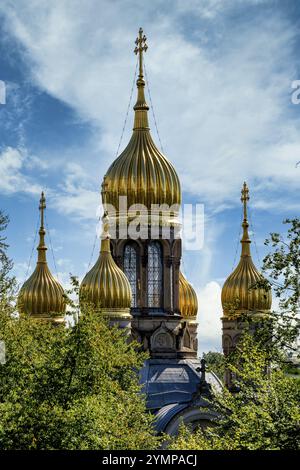 Église orthodoxe russe Sainte Elisabeth sur le Neroberg, Wiesbaden, Hesse, Allemagne, Europe Banque D'Images