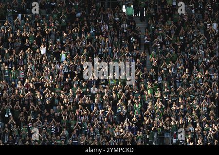 WROCLAW, POLOGNE - 27 AVRIL 2024 : match de football polonais PKO Ekstraklasa entre Slask Wrocla vs Ruch Chorzow. Partisans de Slask. Banque D'Images