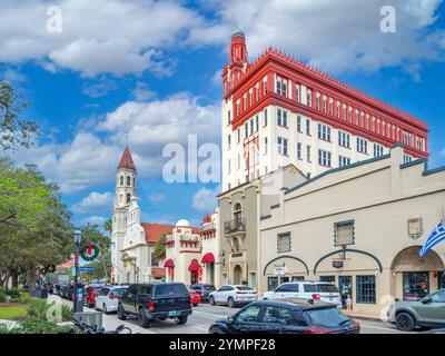 Plaza de la Constitución (Constitution Square), St Augustine, Floride, États-Unis Banque D'Images