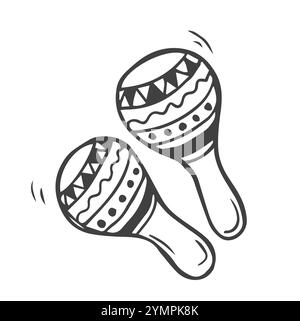 icône maracas de la collection brazilia. Maracas linéaires minces, guitare, icône de contour musical isolé sur fond blanc. Vecteur de ligne maracas signe, symbole Illustration de Vecteur