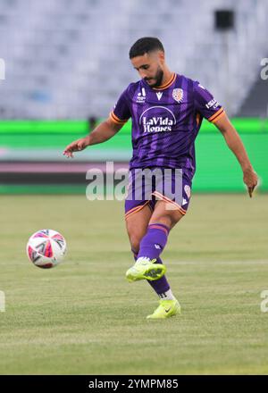 Paddington, Australie. 22 novembre 2024. Anas Hamzaoui du Perth Glory FC vu en action lors du match de la cinquième ronde de la saison 2024-25 d'Isuzu UTE A-League entre le Perth Glory FC et le Western United FC tenu au stade Allianz. Score final Perth Glory FC 1:3 Western United FC. (Photo Luis Veniegra/SOPA images/SIPA USA) crédit : SIPA USA/Alamy Live News Banque D'Images