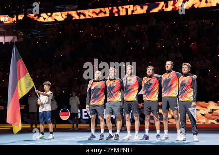 Malaga, Espagne. 22 novembre 2024. MALAGA, ESPAGNE - 22 NOVEMBRE : équipe d'Allemagne dans la demi finale match nul entre l'Allemagne et les pays-Bas lors de la finale de la Coupe Davis au Palacio de Deportes Jose Maria Martin Carpena le 22 novembre 2024 à Malaga, Espagne. (Photo de Marleen Fouchier/Agence BSR) crédit : Agence BSR/Alamy Live News Banque D'Images