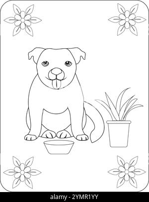 Cute animal Drinking Coloring page pour les enfants Illustration de Vecteur