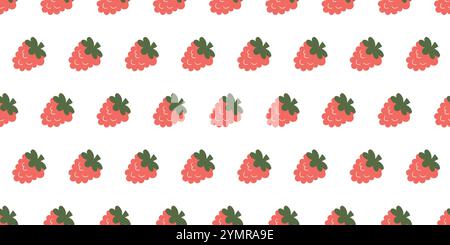 Charmant motif sans couture avec des illustrations simplifiées de framboise dans un style vectoriel moderne avec des couleurs plates. Rayonnant une atmosphère ludique et enfantine, ce design ajoute une touche délicieuse à n'importe quel projet. Illustration de Vecteur