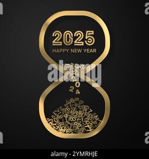 Compte à rebours du nouvel an 2025. Sablier indique les dernières secondes de l'année 2024 Banque D'Images