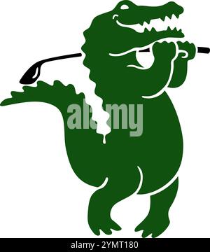 Silhouette d'Alligator jouant au golf Illustration de Vecteur