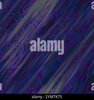 Motif sans couture avec des vagues abstraites envoûtantes en violet bleu profond, accentuées par des lignes vibrantes de rose vert. Ce design dynamique évoque Banque D'Images