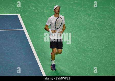 Malaga, Malaga, Espagne. 22 novembre 2024. Daniel Altmaier d'Allemagne, dans son match contre Botic Van de Zandschulp des pays-Bas lors de la FINALE DE LA COUPE DAVIS 2024 - finale 8 - Tennis masculin (crédit image : © Mathias Schulz/ZUMA Press Wire) USAGE ÉDITORIAL SEULEMENT! Non destiné à UN USAGE commercial ! Banque D'Images