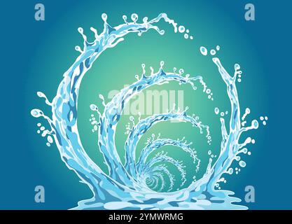éclaboussure d'eau de fond sous la forme d'une vague, éclaboussure, cadre, liquide Illustration de Vecteur