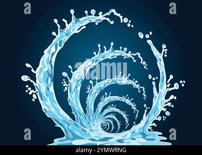 éclaboussure d'eau de fond sous la forme d'une vague, éclaboussure, cadre, liquide Illustration de Vecteur