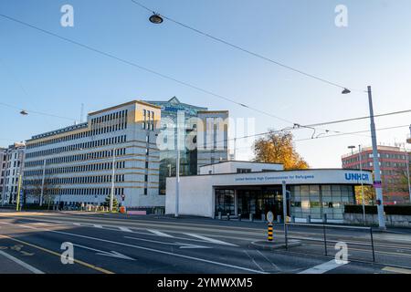 Vue extérieure du Haut Commissariat des Nations Unies pour les réfugiés (HCR, HCNUR ou HCR), un programme des Nations Unies dédié à la protection des réfugiés Banque D'Images