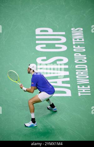 Malaga, Espagne, 23, novembre 2024. Matteo Berrettini de l'équipe italienne en demi-finale Coupe Davis finale 8 match simple 1. Crédit : Vicente Vidal Fernandez/Alamy Live News Banque D'Images