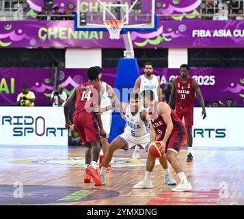 Chennai, Inde. 22 novembre 2024. Le Qatar a battu l'Inde 69-53 lors de la deuxième phase de qualification de la Coupe d'Asie FIBA 2025, qui s'est tenue à Chennai, en Inde. Crédit : Ranjith Kumar/Alamy Live News. Banque D'Images