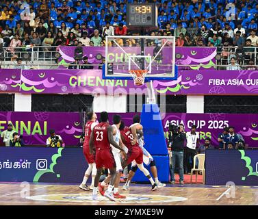 Chennai, Inde. 22 novembre 2024. Le Qatar a battu l'Inde 69-53 lors de la deuxième phase de qualification de la Coupe d'Asie FIBA 2025, qui s'est tenue à Chennai, en Inde. Crédit : Ranjith Kumar/Alamy Live News. Banque D'Images