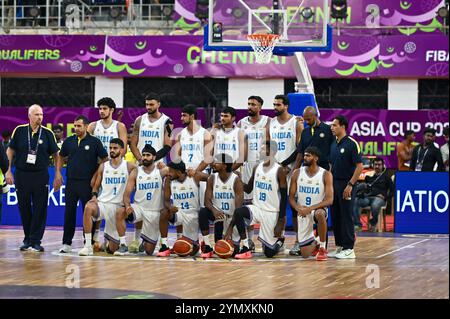 Chennai, Inde. 22 novembre 2024. Le Qatar a battu l'Inde 69-53 lors de la deuxième phase de qualification de la Coupe d'Asie FIBA 2025, qui s'est tenue à Chennai, en Inde. Crédit : Ranjith Kumar/Alamy Live News. Banque D'Images