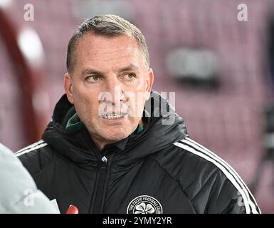 Tynecastle Park Edinburgh Écosse Royaume-Uni 23rd Nov 24 William Hill Premiership match Hearts vs Celtic. Responsable celtique Brendan Rodgers crédit : eric mccowat/Alamy Live News Banque D'Images