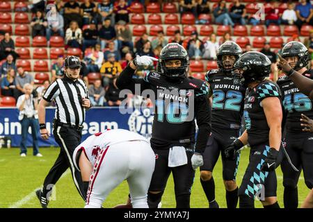 Ligue européenne de football, ELF/ match : les Lions de Prague aux Ravens de Munich le 09. Juin. 2024, dans le PARC uhlsport, Unterhaching, Allemagne, Europe Banque D'Images