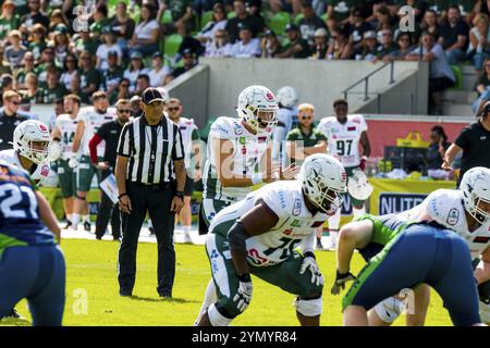 erima GFL / German Football League, Schwaebisch Hall Unicorns - Straubing Spiders im Optima-Sportpark Schwaebisch Hall AM 02.07.2023 Deutschland,, CON Banque D'Images