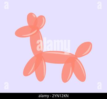 Élément classique des années 80 et 90. Animal ballon. Girafe orange des montgolfières. Divertissement et divertissement. Autocollant pour réseaux sociaux. Vecteur plat Illustration de Vecteur