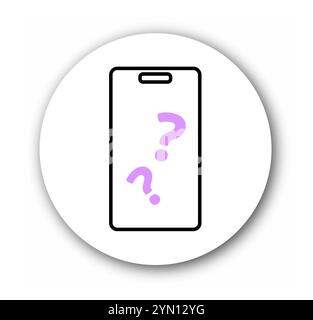 Fichier SEO et icône de ligne approuvée. Smartphone avec des questions. Réponses aux questions fréquemment posées. Élément de conception UI et UX. Vecteur linéaire Illustration de Vecteur