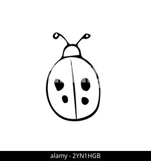 Doodle coccinelle. dessiné à la main d'une coccinelle isolée sur un fond blanc. Autocollant d'illustration vectorielle, icône, élément de conception Illustration de Vecteur