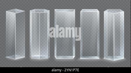 Cristal transparent en verre 3D. Socle cylindrique vide. Illustration de Vecteur