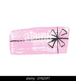 Coffret cadeau crayon. Décoration rose Saint-Valentin. Style coquette doodle. Illustration vectorielle isolée sur fond blanc Illustration de Vecteur