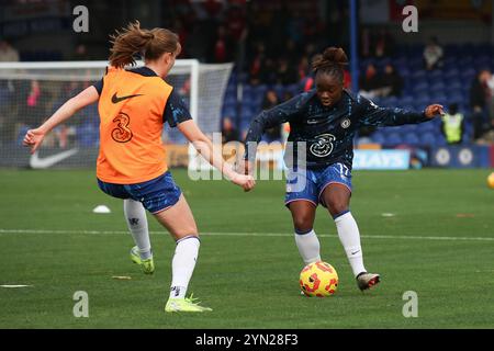 Kingston, Royaume-Uni. 24 novembre 2024. Sandy Baltimore de Chelsea Women se réchauffe lors du match de Super League féminin entre Chelsea Women et Manchester United Women au Kingsmeadow Stadium de Kingston, en Angleterre, le 24 novembre 2024. Photo de Ken Sparks. Utilisation éditoriale uniquement, licence requise pour une utilisation commerciale. Aucune utilisation dans les Paris, les jeux ou les publications d'un club/ligue/joueur. Crédit : UK Sports pics Ltd/Alamy Live News Banque D'Images