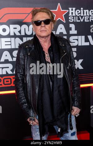 Axl Rose assiste au tapis rouge DU GRAND PRIX HEINEKEN SILVER DE LAS VEGAS 2024 de FORMULE 1 au Paddock F1 de Las Vegas, Nevada, le 22 novembre 2024. (Photo de Travis P Ball/Sipa USA) Banque D'Images