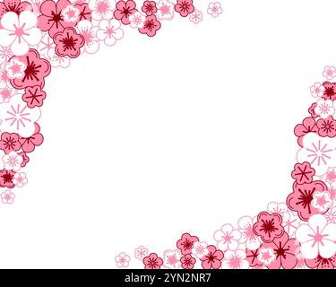 Modèle graphique de rectangle floral pour votre texture de texte. Pour la conception, illustration vectorielle de couleurs pastel avec des fleurs de sakura rose Illustration de Vecteur