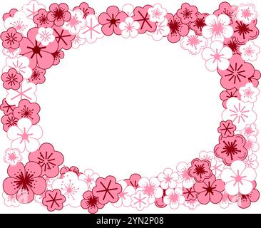 Vecteur graphique cadre ovale de sakura en fleur de cerisier dans la conception rectangulaire Illustration de Vecteur