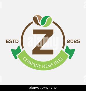 Lettre Z logo Coffee Design, logo Coffee Shop. Symbole grains de café Illustration de Vecteur