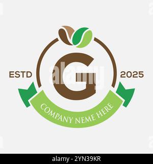 Lettre G logo Café Design, logo Coffee Shop. Symbole grains de café Illustration de Vecteur