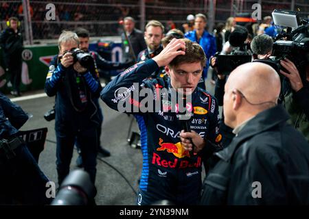 Las Vegas, États-Unis. 23 novembre 2024. Le pilote néerlandais de formule 1 Max Verstappen de Red Bull Racing est vu avant le Grand Prix de formule 1 de Las Vegas sur le Las Vegas Strip circuit à Las Vegas le samedi 23 novembre 2024. Photo de Greg Nash/UPI crédit : UPI/Alamy Live News Banque D'Images