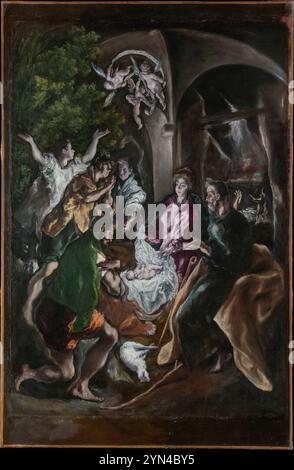 El Greco, The Adoration of the Shepherds, 1608 circa, huile sur toile ; New York, États-Unis d'Amérique Banque D'Images
