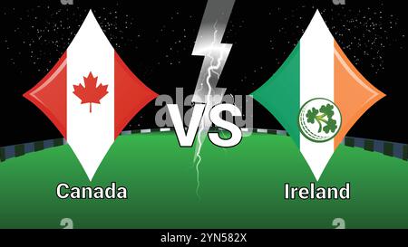 Match Stadium et Sky Stars Thunder Flash avec Canada vs Irlande Illustration de Vecteur