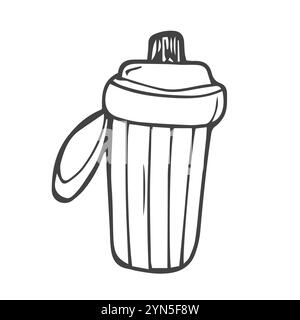 Icône de doodle de contour dessiné à la main de bouteille d'eau de sport. Récipient d'eau en plastique, soif et rafraîchissement, concept d'énergie. Illustration d'esquisse vectorielle pour l'impression, Illustration de Vecteur