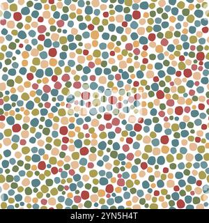 Motif géométrique simple sans couture avec des boules dans des couleurs vintage sur un fond blanc, dans un style enfantin Illustration de Vecteur