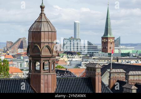 Aarhus, Danemark : vue aérienne de la ville Banque D'Images