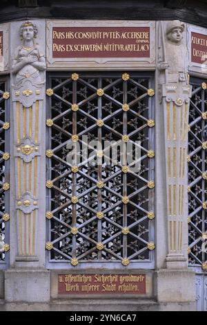 Détail de l'usine d'eau Wismar, construite en 1861, place du marché, Wismar, Mecklembourg-Poméranie occidentale, Allemagne, Europe Banque D'Images